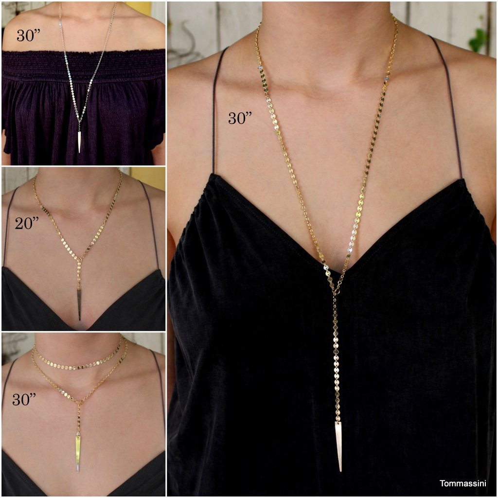 Long Y Necklace Wrap Around Necklace Gold Necklace Etsy