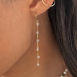 Long Dangle Earrings, Crystal chain earrings, Chain Drop Earrings, Drop Chain Earrings, Minimalist Earrings, Threader Earrings, ear threads