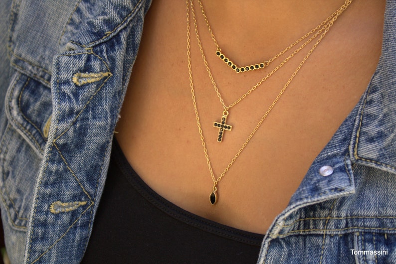 minimalist necklace, jet black dainty necklace, Tiny Marquise Necklace, black marquise, swarovski minimalist necklace, image 4