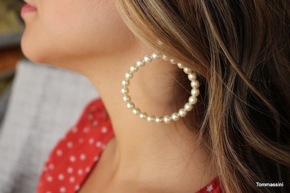 Pearl Hoop Earrings Hoop Earrings Hoops Earrings Gold Hoops