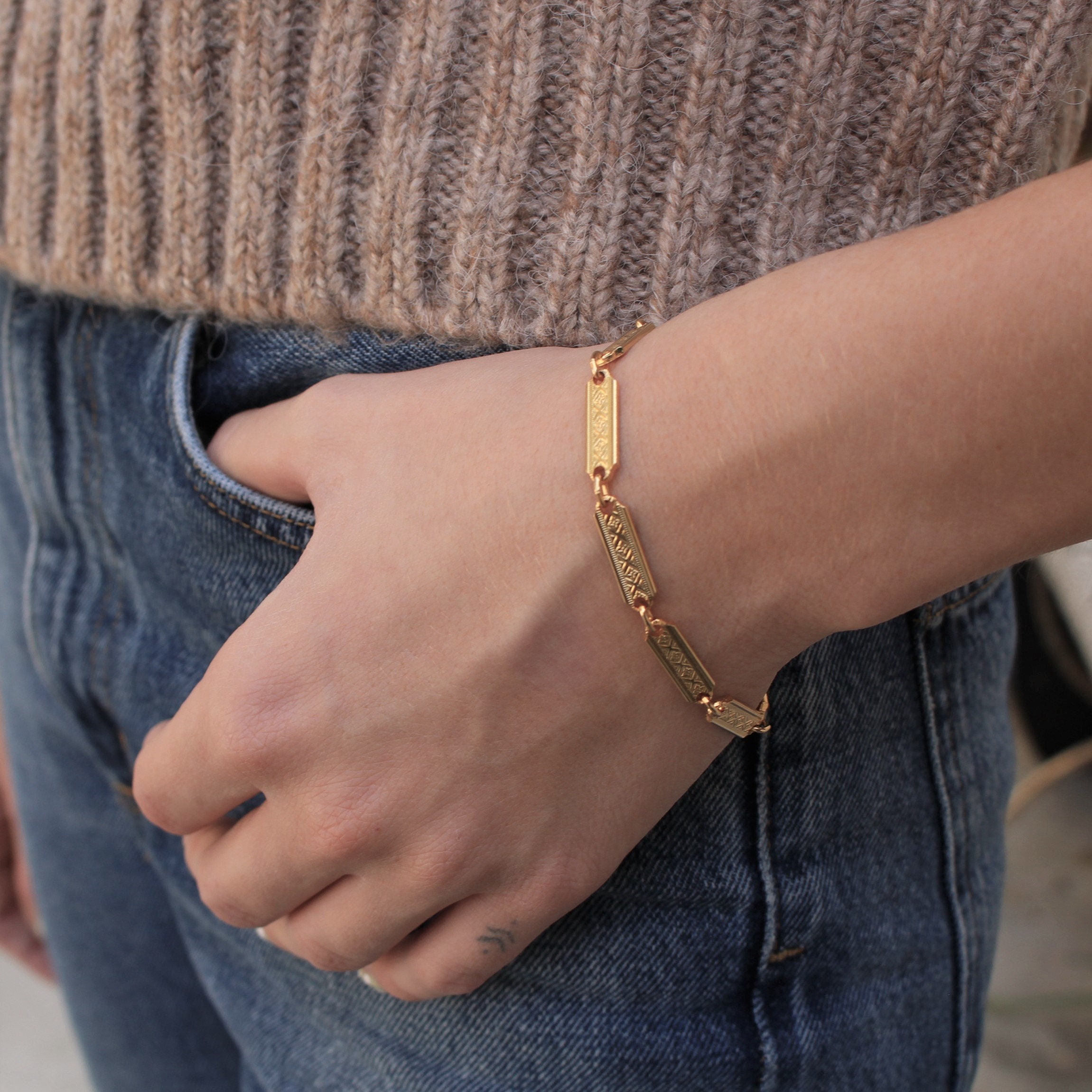 ブレスレット A BIT MOR Layer Chain Bracelet BKS422 Dainty Chain Bracelet, Delicate Bracelets for Women