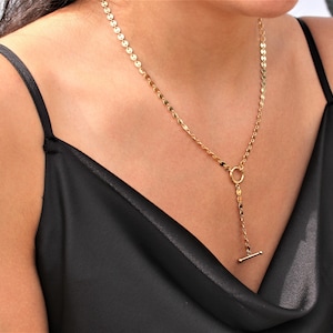 Gold chunky Disc Chain Necklace, Gold Drop Chain Necklace, Layering Y Necklace, Disc Chain Necklace, Toggle Chain Necklace, Lariat Necklace,