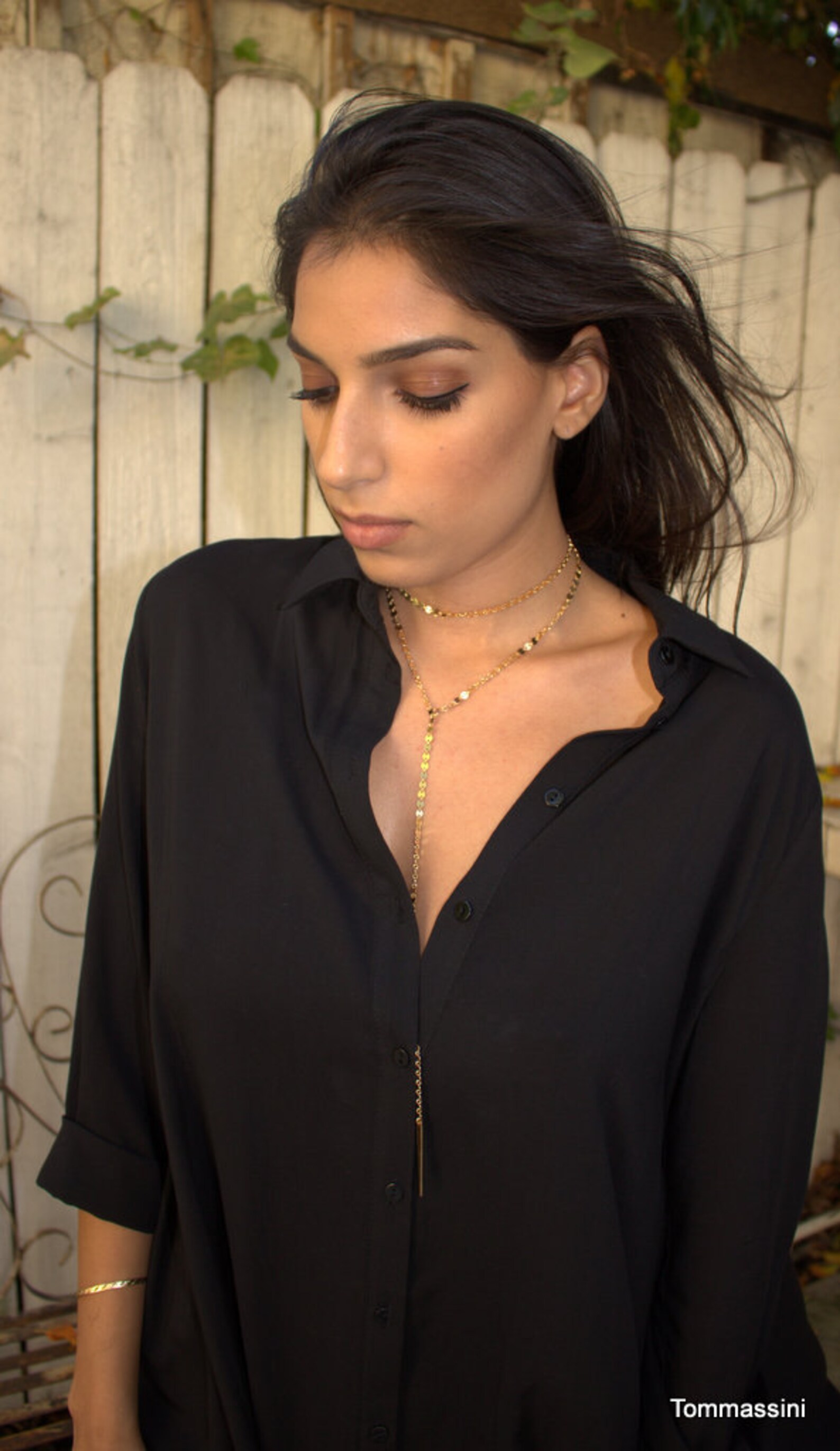 Long Y Necklace Wrap Around Necklace Gold Necklace Etsy