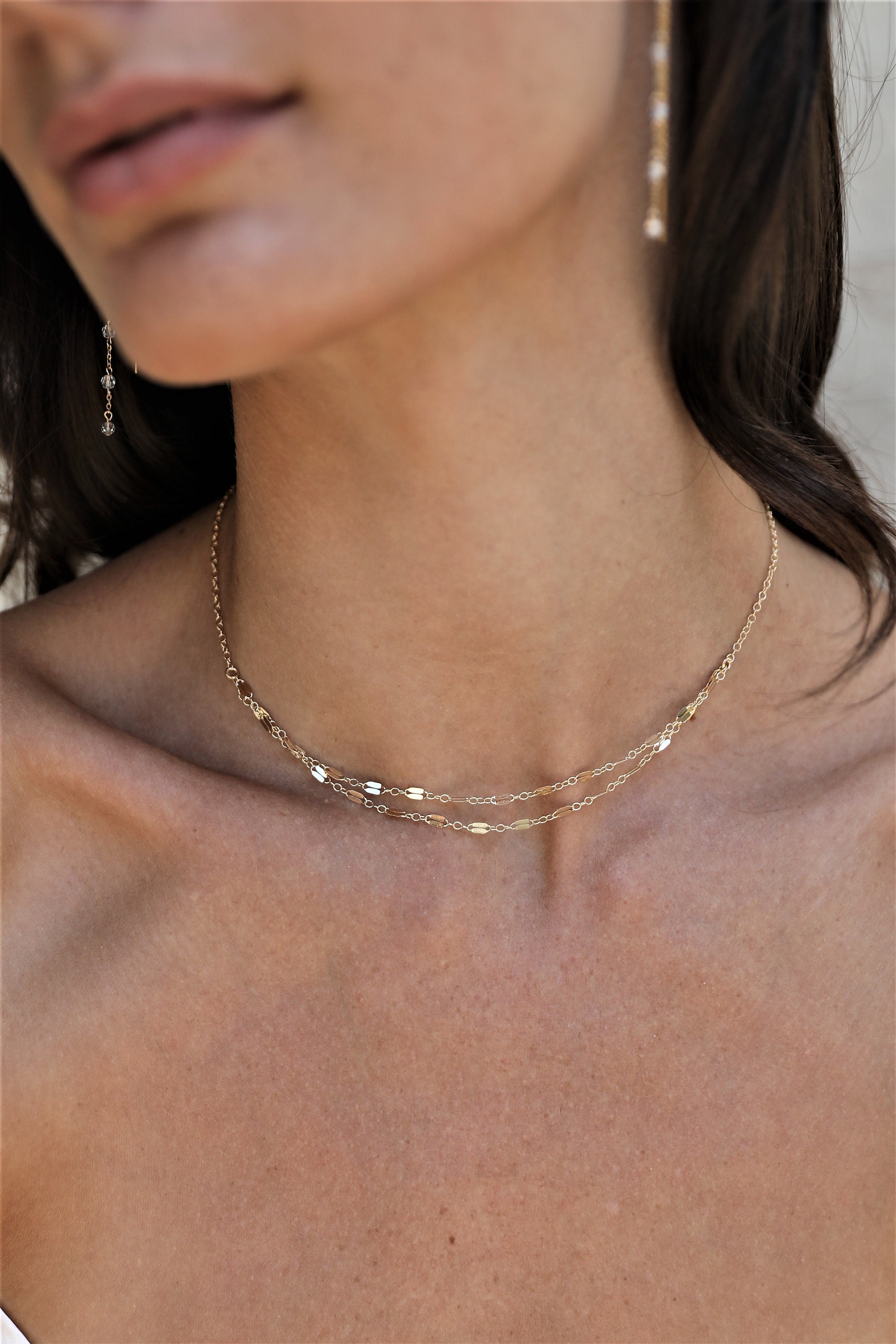[TANI by MINETANI] 韓国☆Claire Asscher cut Necklace Dainty Diamond Tennis Choker Necklace in 18K Gold | Caitlyn