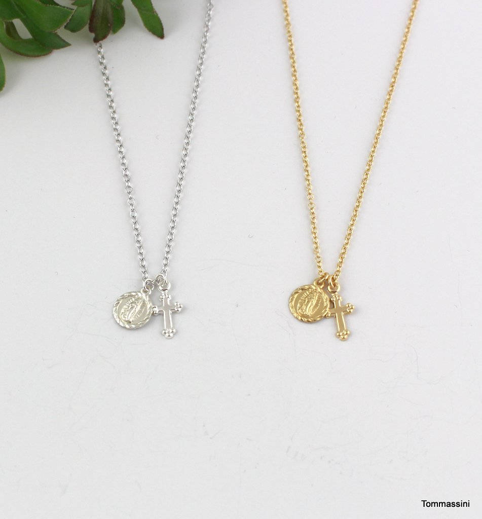 【Tommassini Jewelry】Shiny Tiny Cross & Saintネックレス Tommassini Jewelry】Shiny Tiny Cross & Saintネックレス