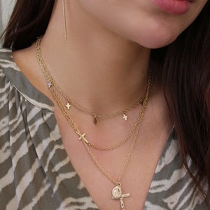 Layer Charm Necklace, Set of 3 Necklaces, Cross Necklace Set, Religious Jewelry, Crucifix Necklace, Layered necklace set, Layering Jewelry