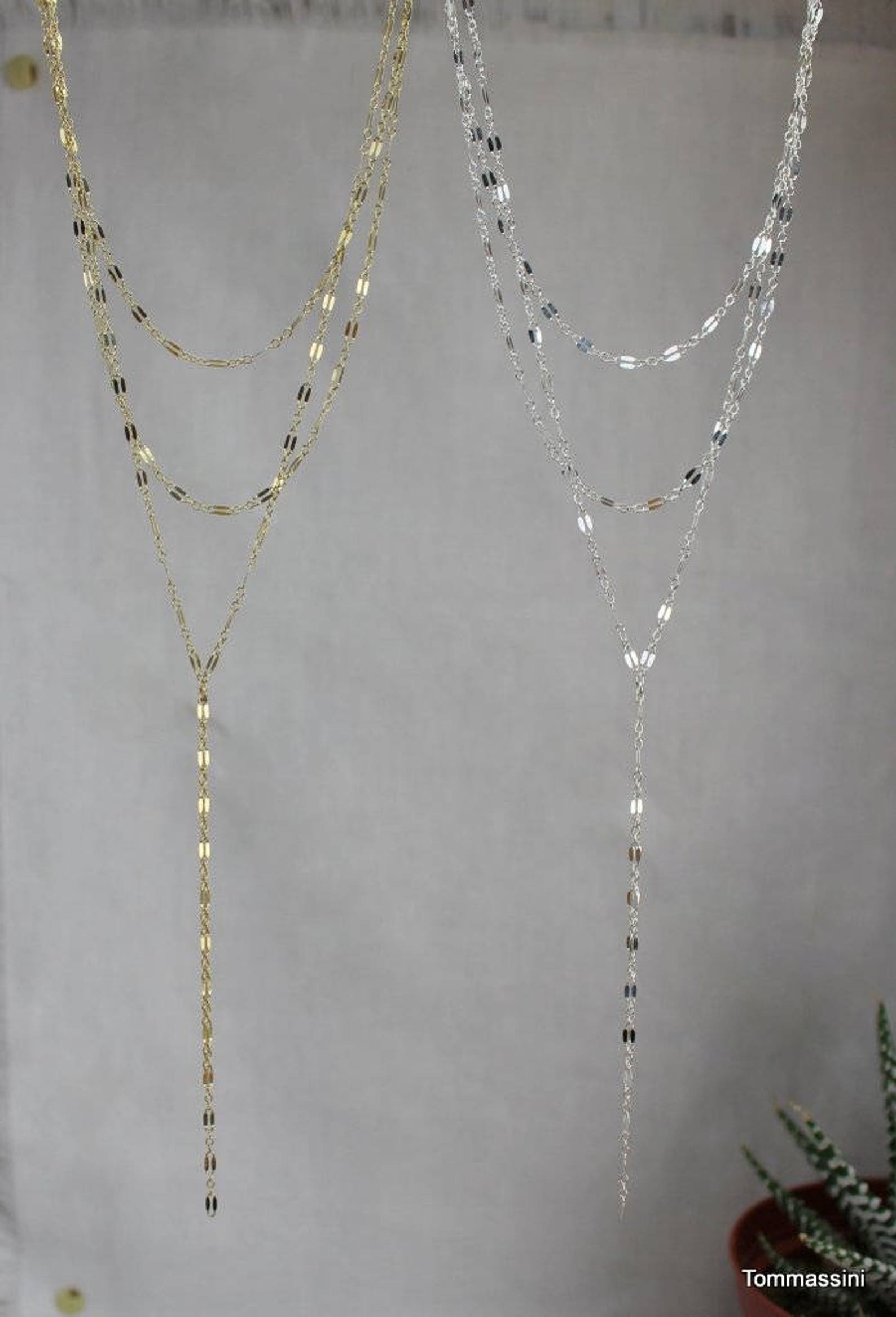 Y Necklace Lariat Necklace Triple Strand Lariat Necklace Etsy