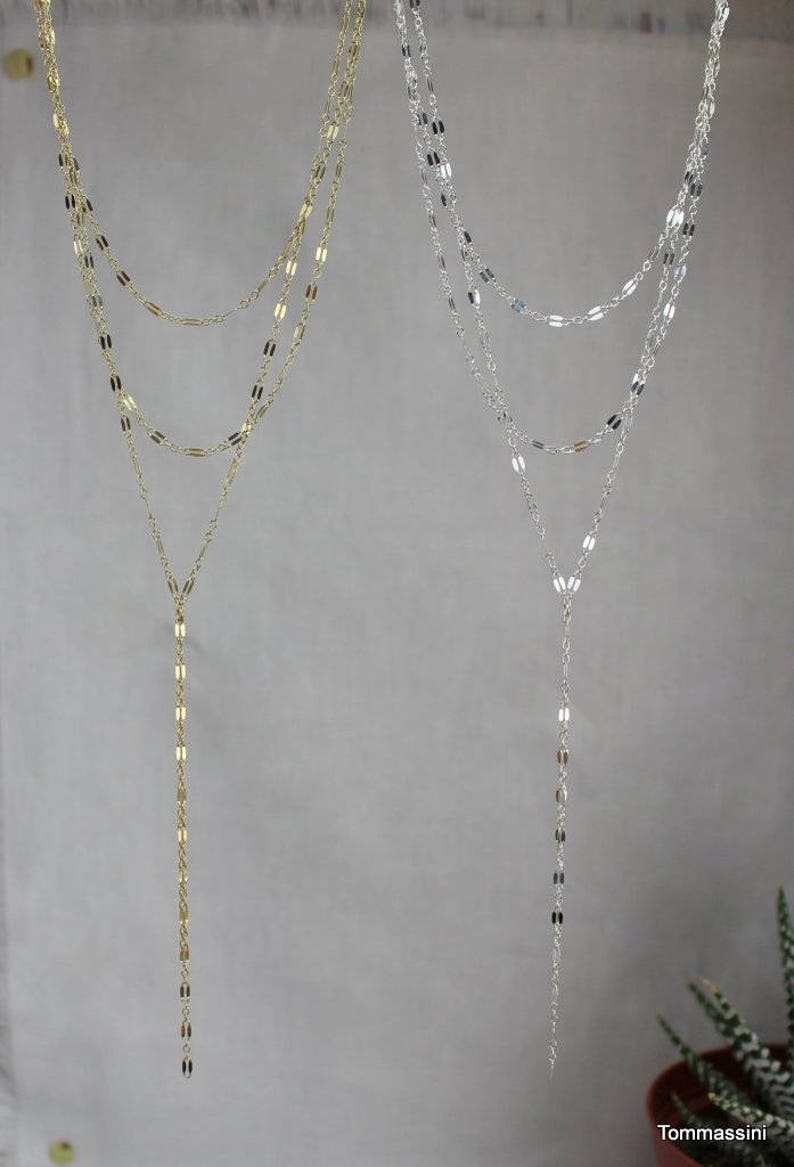 Y necklace lariat necklace Triple strand lariat necklace Etsy