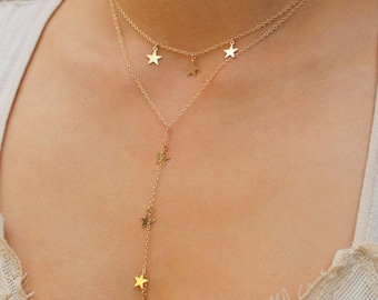 Y necklace, Star Y necklace, Gold or Silver Star Y necklace, lariat necklace, Cameron Diaz necklace, dainty y necklace, minimal necklace,