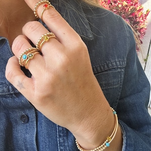 Stacking rings,4mm Solitaire Ring, Gold Filled Stacking Ring, Birthstone Ring, Stackable Dainty Ring, Minimal Ring, Layered Stacking Ring,