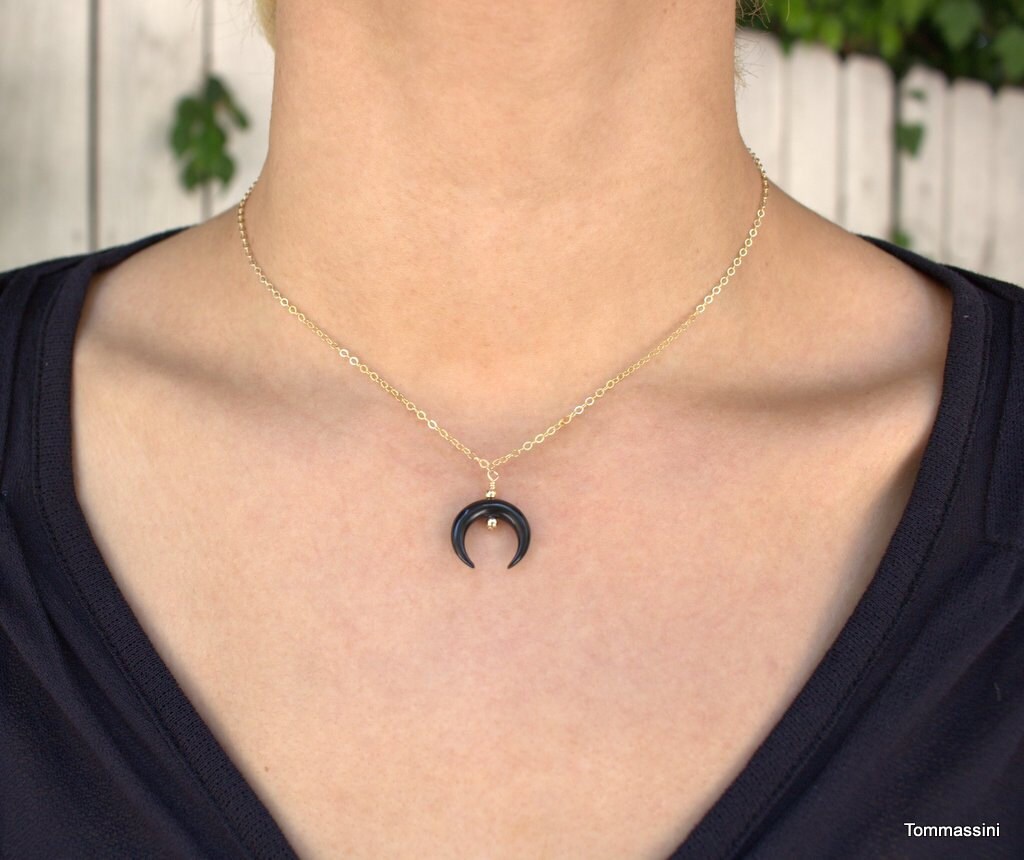 Double Horn Necklace Crescent Moon 