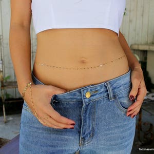 Cadena para el vientre súper delicada, joyería para el cuerpo de bikini, collar para el cuerpo, joyería de playa, cadena para la cintura, cadena para el cuerpo, cadena para el vientre sexy, cadena para la cintura del vientre
