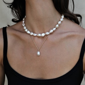 Chunky Pearl Necklace, Baroque Pearl Necklace, Pearl Choker, Pearl Collar Necklace, Large Baroque Freshwater Pearl Necklace, Big pearl image 10