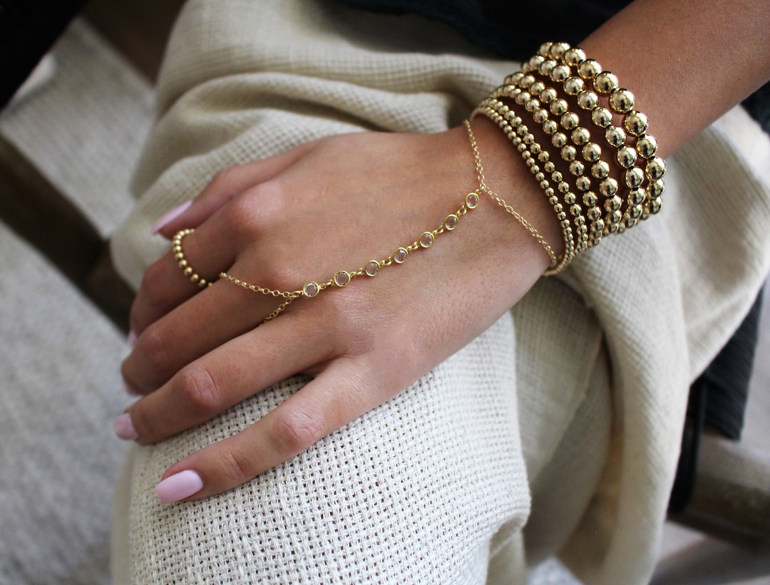 Gold Hand Chain Bracelet, Finger Chain Bracelet, Hand Chain, Layer Ring