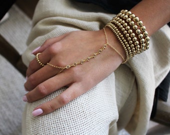 Bracelet de chaîne de main d’or, bracelet de chaîne de doigt, chaîne de main, bracelet d’anneau de couche, bracelet de doigt, anneau de bracelet en cristal, bijoux de main