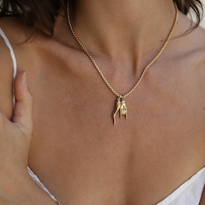 Gold Cornicello Necklace * Italian Horn Charm Necklace * Protection Necklace * Good Luck Necklace * Man Necklace *  Mano Cornuto Necklace
