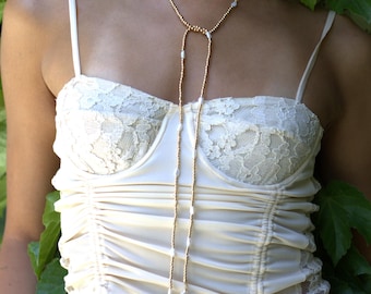 Beaded Long Lariat Wrap Necklace, Long Gold or Silver Necklace, Lariat Pearl layered lariat, wrap around necklace Long Wrap Necklace,
