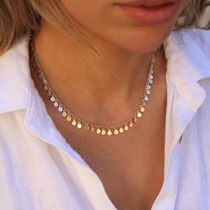 Drop Charm Necklace, Dangle Charm Layering Necklace, Dainty Dangling Charm Necklace, Layered Charm Necklace, Lace Chain Choker, Gold