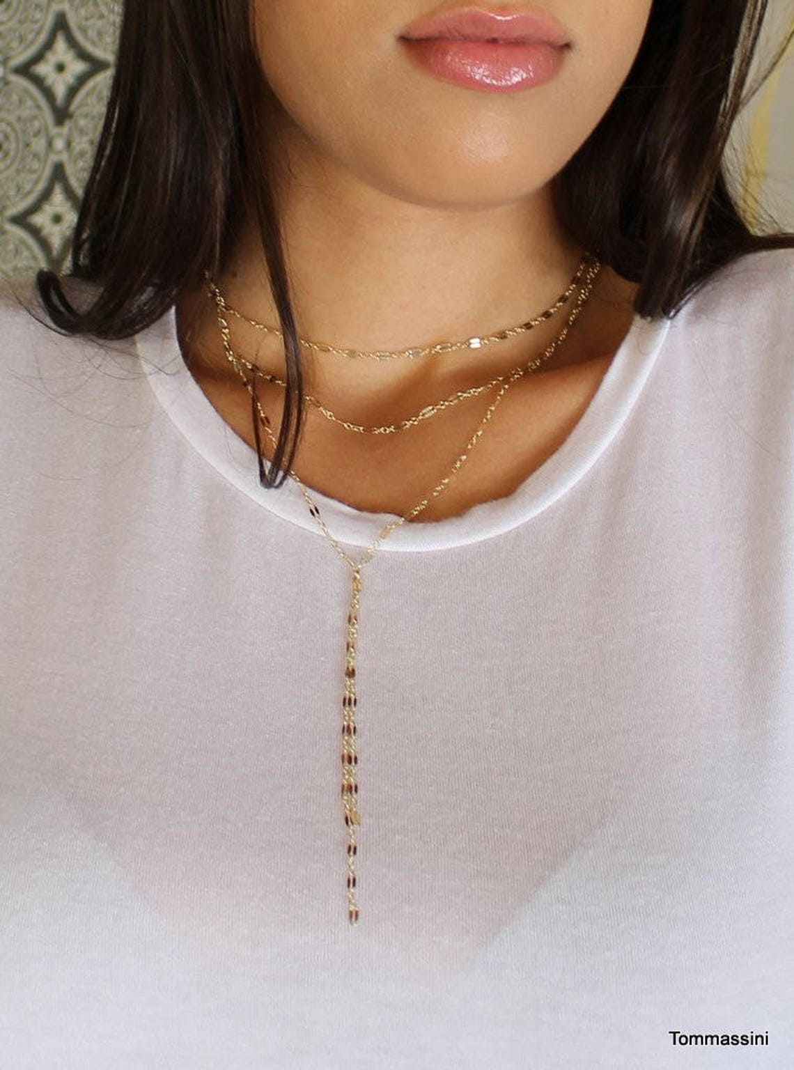 Y Necklace Lariat Necklace Triple Strand Lariat Necklace Etsy