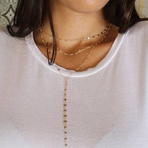 Y necklace, lariat necklace, Triple strand lariat necklace, Cameron Diaz necklace, sterling silver, dainty y necklace, minimal necklace, image 5