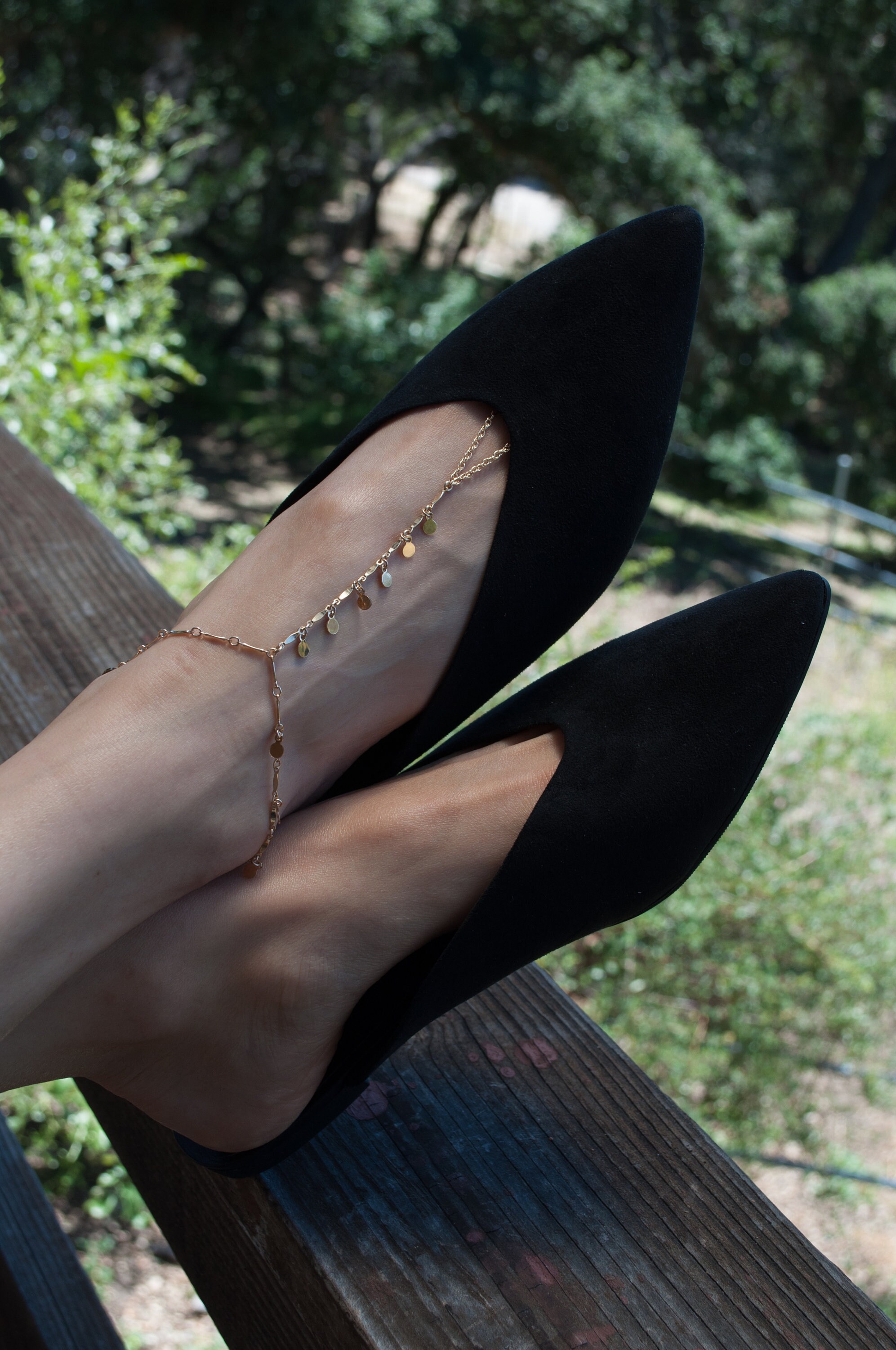☆PEARL ANKLET POINTED TOE FLATS/KIMHEKIM☆ Gold Pearl Anklet Toe Ring Barefoot Sandal Anklet Fashion