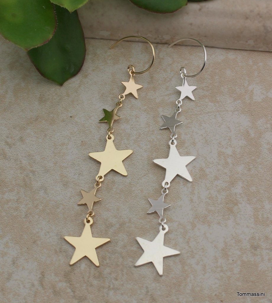 Long Star Earrings, Star Chandelier Earrings, Drop Star Long Star Earrings, Star Chandelier Earrings, Drop Star
