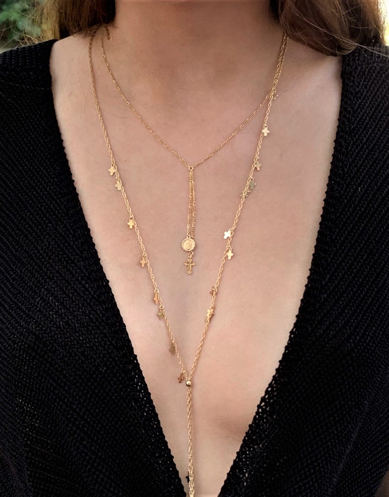 Long Y Necklace Layered Cross Necklace Long Layering Long Lariat Necklace Long Cross Necklace Crosses Long Layering Y Lariat