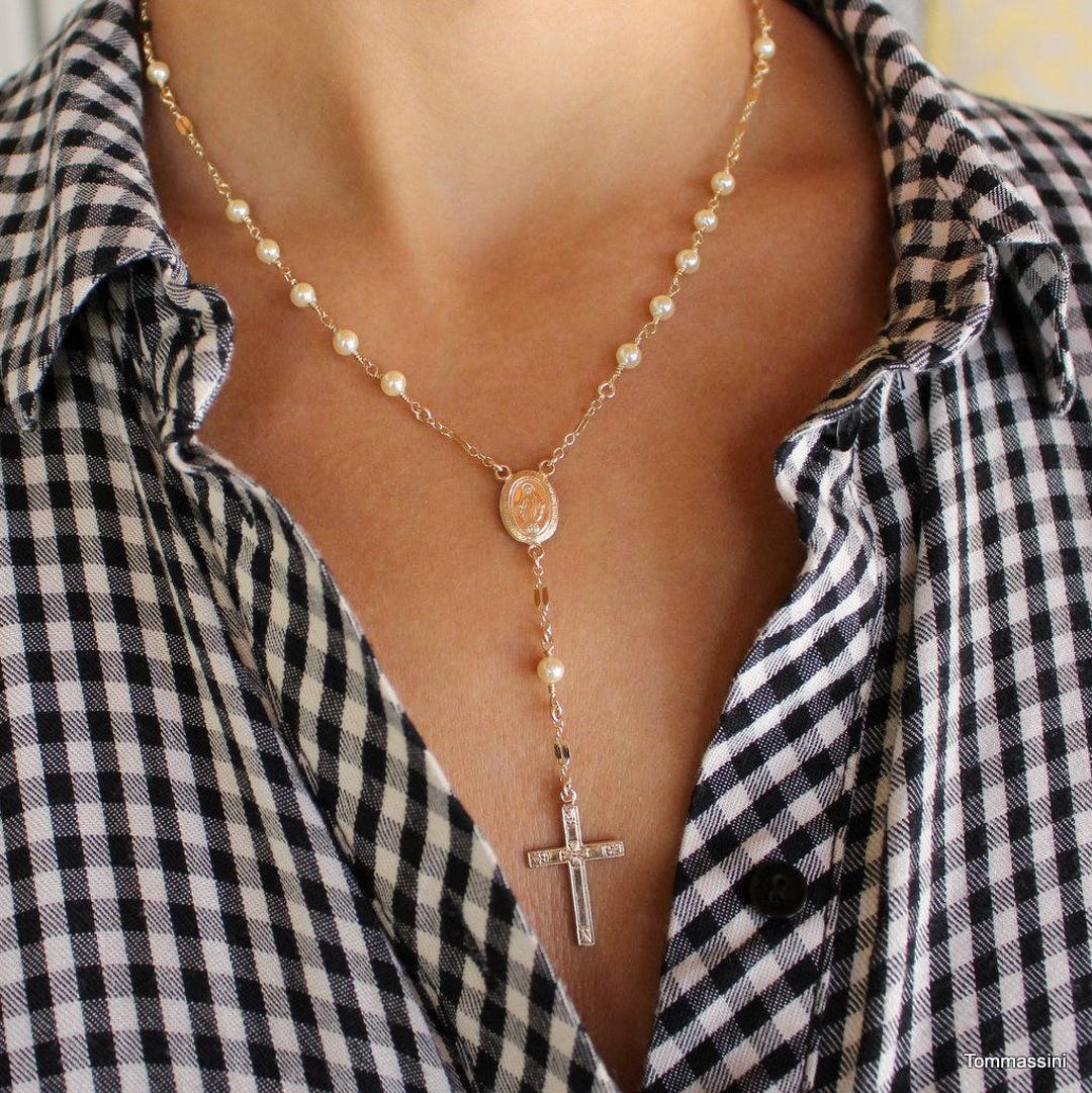 【MASU】 22SS PEARL TAPE ROSARY NECKLACE Amazon.com: appuivbt White Pearl Rosary Beads Catholic