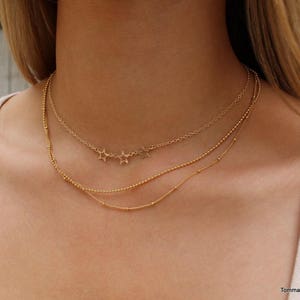 Minimalist star necklace, Three Star Necklace, Delicate Star Necklace, Dainty Star Necklace, Layering Necklace, Tiny Star necklace, star image 3