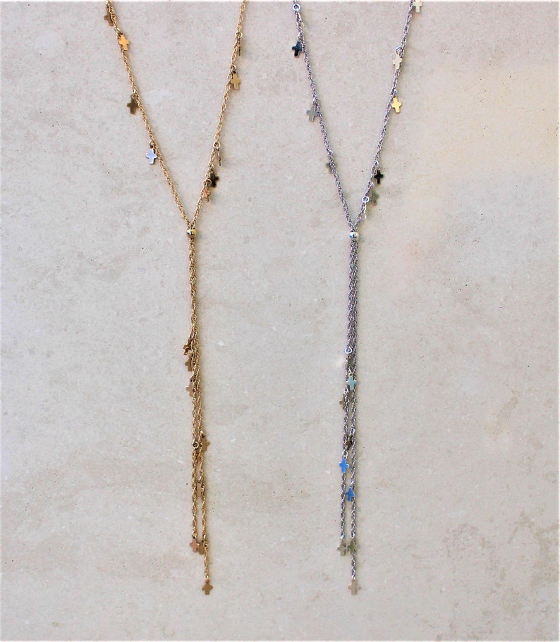 Long Y Necklace Layered Cross Necklace Long Layering Long Lariat Necklace Long Cross Necklace Crosses Long Layering Y Lariat