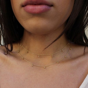 two layered dainty charm choker necklace,dangle choker,gold choker,silver choker,dangling choker,dainty Layering Necklace,Drop Choker