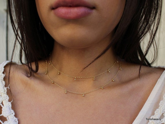 Buy Delicate Gold Choker Necklace, Dainty Choker Necklace,dew Drop Choker  Necklace, Gold Choker,sterling Silver,14k Gold Fill, Gift for Her,n232  Online in India - Etsy