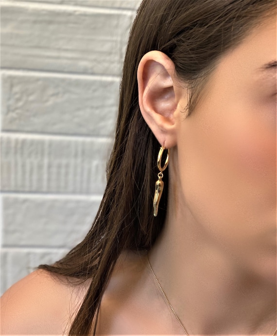 Horn hoop earrings deals
