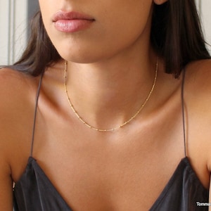 Beaded Chain Layered Necklace, Layering Dainty Satellite Chain, Everyday Necklace, Delicate Gold Necklace, Dainty Necklace, Minimalist