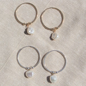 Baroque Pearl Hoops Earrings Pearl Earrings Pearl Hoops Earrings Gold Pearl Hoops Dainty pearl Hoops Earrings Summer Earring image 3