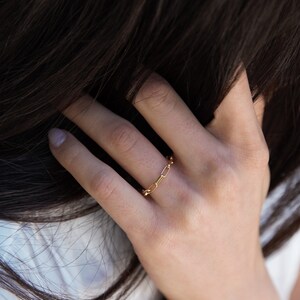 Gold Filled Paper Clip Chain Ring - Minimalist Stacking Ring