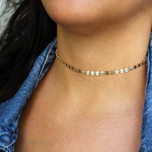Zarte Halskette Choker, Gold Filled Choker, Tattoo Halsband, Choker Halsband, Minimalist Choker, Halsband 925