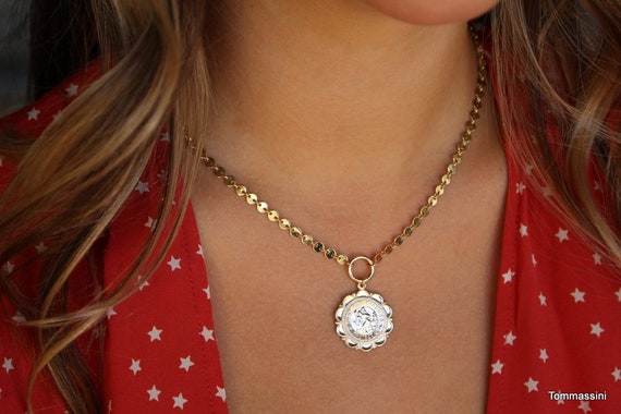 Coin Necklace St Christopher Necklace 