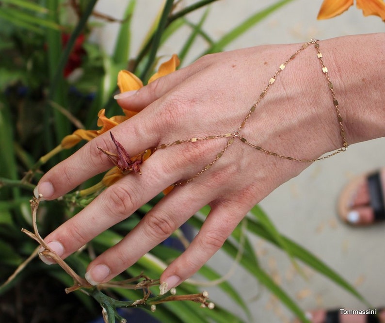 Gold filld or silver hand bracelet, Slave Bracelet, Ring Bracelet, Hand Chain Bracelet, Hand Harness, Gold Bracelet, dainty finger bracelet image 4