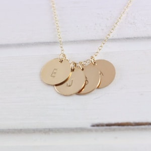 Initial Necklace, gold filled disc necklace, initial disc necklace,Personalized Jewelry, Mother&#39;s Initial Necklace,
