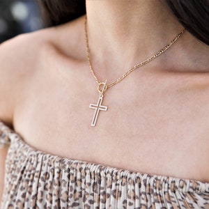 Cross Necklace, Religious Necklace, Christian Jewelry, Religious Jewelry, Layered Cross Necklace, link Chain Necklace, Gold Filled necklace