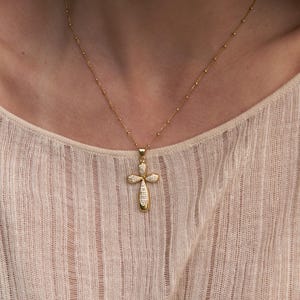 Gold Cross Necklace, Layered Cross Necklace, Chain & Cross Pendent, Religious Cross Necklace, Diamond Cross Necklace, Christian Jewelry