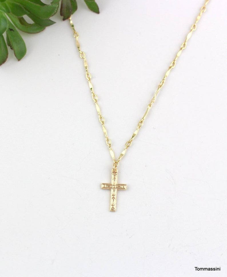 Tiny Beautiful Cross Necklace Dainty Cross Necklace Gold | Etsy