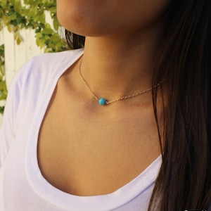 Minimalist necklace, dainty necklace, single bead necklace,delicate crystal necklace,turquoise necklace, dainty turquoise necklace,