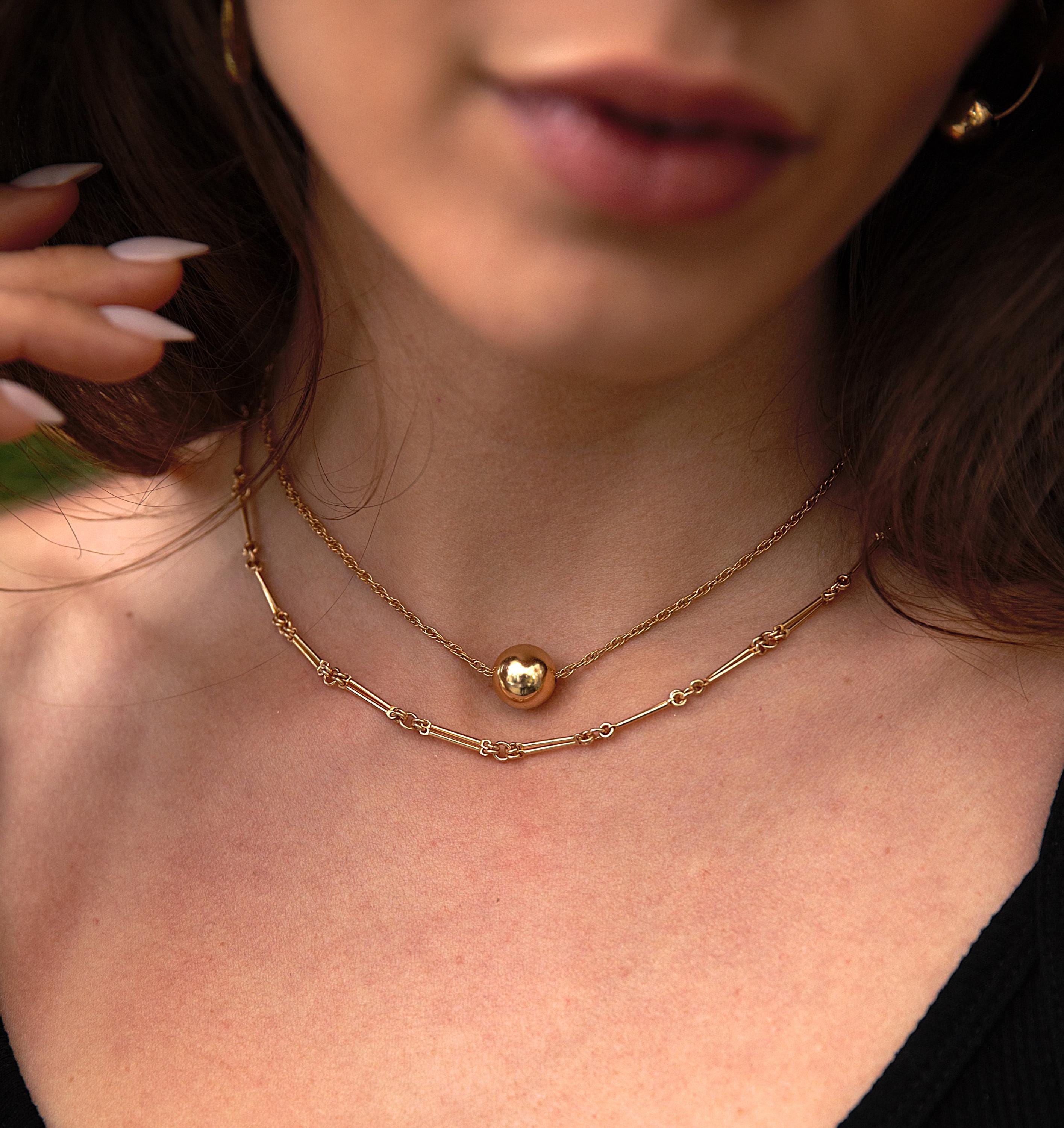 バーリンクチェーンネックレス - 14K リアルゴールドフィルド 