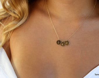 Initial Necklace, Charm Necklace ,gold disc necklace, initial disc necklace, Personalized Jewelry,  Mother's gift, Gift for Mom, jewelry