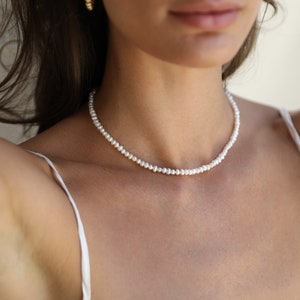 Perlen Choker, Layered Perle Perlenkette - Gold oder Silber Perlenkette - Klassische Perlenkette, Geschenk für Sie