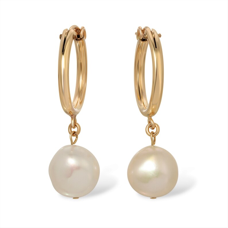 Barocke Perlen Ohrringe / Huggie Ohrringe Perlen Huggie Ohrringe Gold Ohrringe Zierliche Perlen Hoops Ohrringe, Sommer Ohrring Bild 3