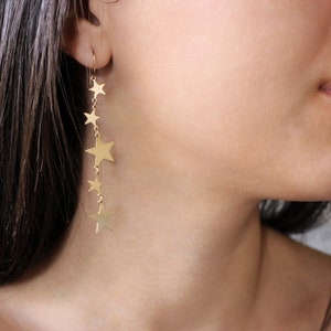 Long Star Earrings, Star Chandelier Earrings, Drop Star Earrings, Statement Star Earrings, Festival Star Earrings, Gold Filled, Silver Star