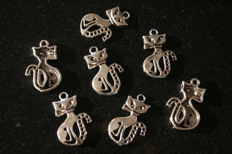 6 charms in antique silver cat. ref:2496 .